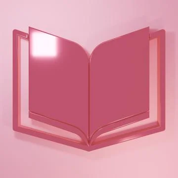 Pink Open book icon isolated on pink background. Minimalism concept. 3D ren.. Illustrazione stock