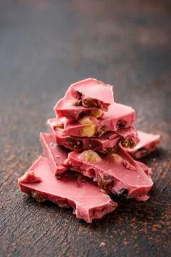 Pink or ruby chocolate, trendy food Stock Photos