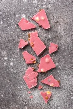 Pink or ruby chocolate, trendy food Stock Photos