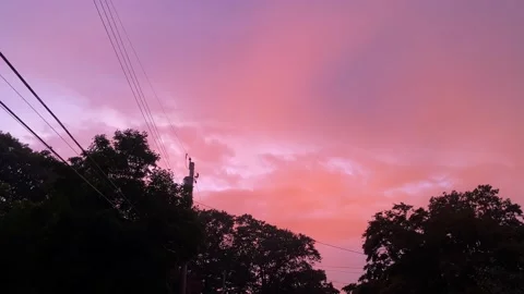 Pink Orange Cloudy Sky Stock Footage 212079616