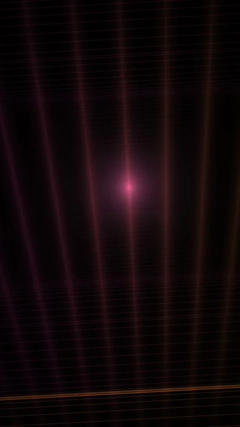 Pink orb radiates light through vertical lines and grid Video stock 329302974