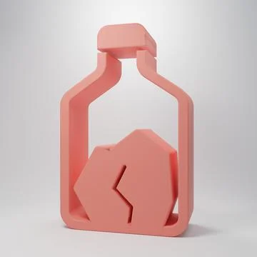 Pink Ore mining icon isolated on pink background. Minimalism concept. 3D re.. Stock Illustration