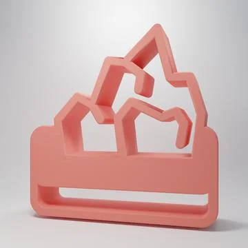 Pink Ore mining icon isolated on pink background. Minimalism concept. 3D re.. 库存插图