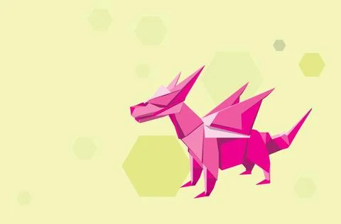 Pink origami dragon Stock Illustration