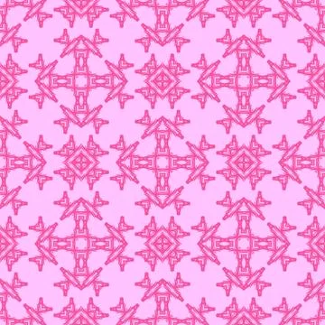 Pink Ornamental Seamless Line Pattern Stock Illustration