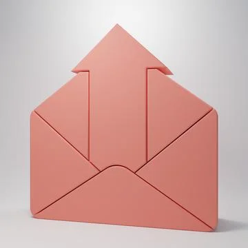 Pink Outgoing mail icon isolated on pink background. Envelope symbol. Outgo.. Stock Illustration