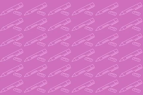 Pink Outline Pencil Doodle Pattern Stock Illustration