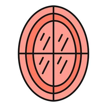 Pink oval window with muntin bars vector icon Illustrazione stock