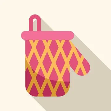 Pink oven mitt with diamond pattern and hanging loop on white background Stock Illustration