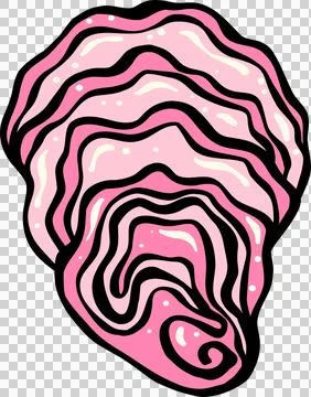 Pink Oyster Shell Hand Drawn, Fisherman Aesthetic Illustrazione stock