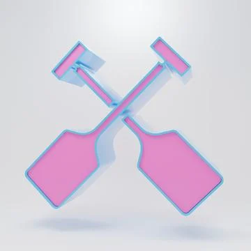 Pink Paddle icon isolated on grey background. Paddle boat oars. Minimalism .. Stock Illustration