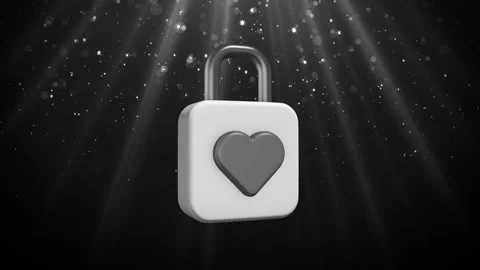 Pink padlock with heart design Loop Stock Footage 308225209