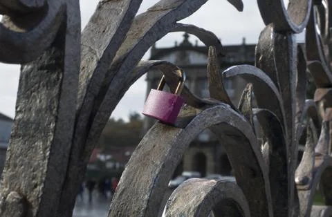 The pink padlock Stock Photos