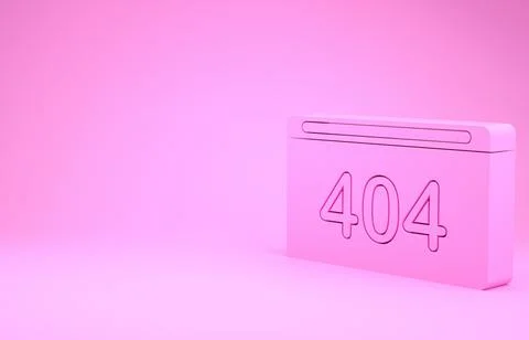 Pink Page with a 404 error icon isolated on pink background. Template reports Stock Illustration