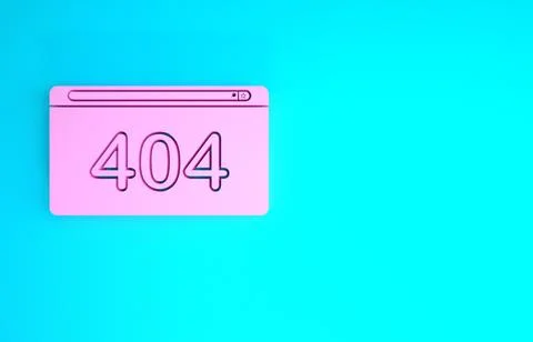 Pink Page with a 404 error icon isolated on blue background. Template reports Stock Illustration