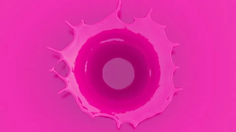 Pink paint drop falling in slow motion in pink paint making crown splash Stock Footage 59464433