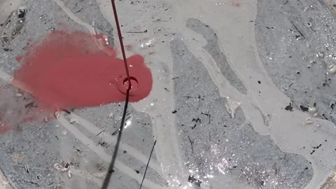 Pink paint liquid splash with bubbles. Stock Footage 161791905