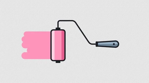 Pink Paint Roller Animation with Paint Stroke Stock Footage 344167184