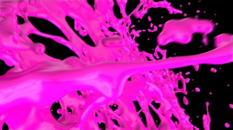 Pink paint splash background, isolated on black (FULL HD) Vidéo 36586876