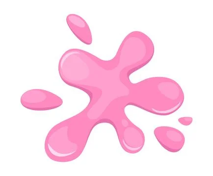 Pink paint splash depicted in a flat vector illustration style featuring smoo Stock Illustration