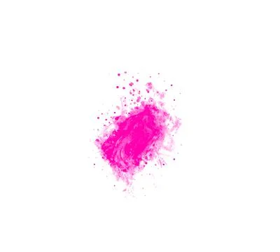 Pink paint splash with drops brush isolated on white background Illustrazione stock