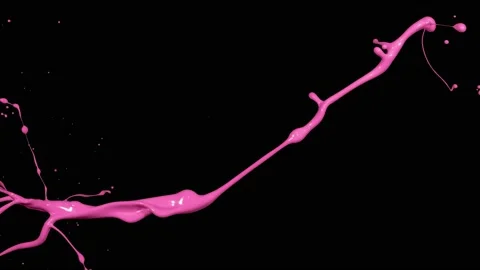 Pink paint splash thrown in slow motion, liquid isolated on black (4K) Stock Footage 137112637