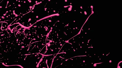 Pink paint splash thrown in slow motion, liquid isolated on black (4K) Stock Footage 137112865