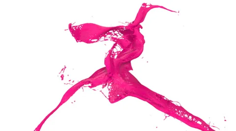 Pink paint splashes collide in slow motion, isolated on white (FULL HD) 스톡 동영상 36526692