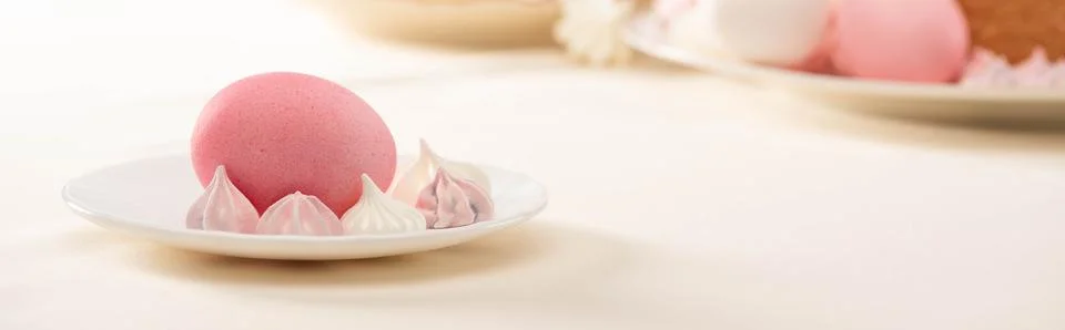 Pink painted easter egg meringue Stock Photos