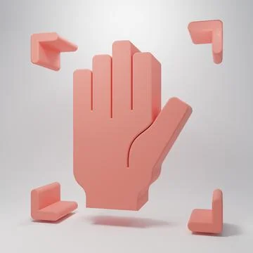 Pink Palm print recognition icon isolated on pink background. Biometric han.. Stock Illustration