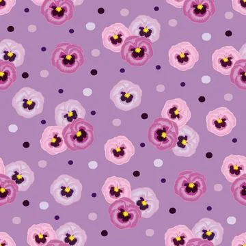 Pink pansies, seamless pattern Stock Illustration