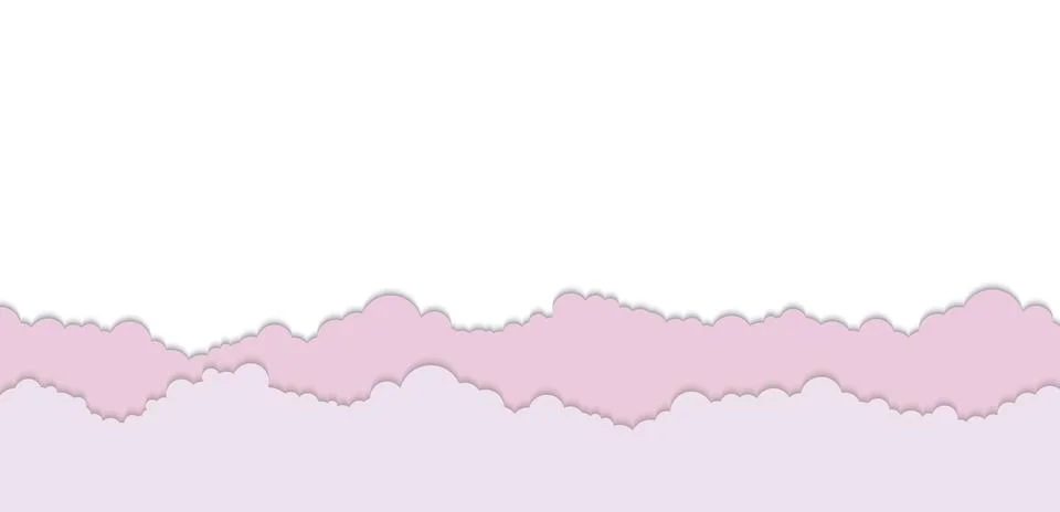 Pink Paper Cloud Decorative Background with Soft Pastel Layered Clouds Stock Illustration