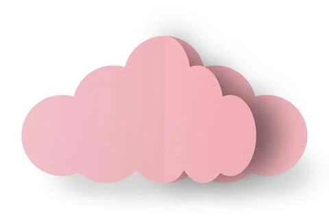 Pink paper clouds isolated on white background Stock Photos