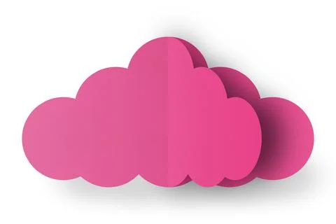 Pink paper clouds isolated on white background Stock Photos