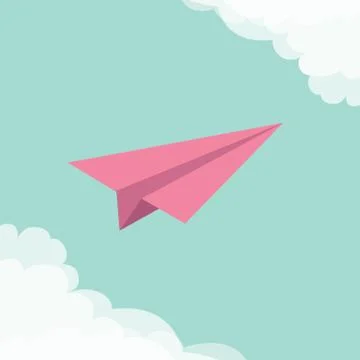 Pink paper plane with cloud message icon vector image Stock Illustration