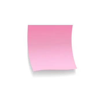 Pink paper sticker note, vector realistic adhesive reminder square blank for Stock Illustration