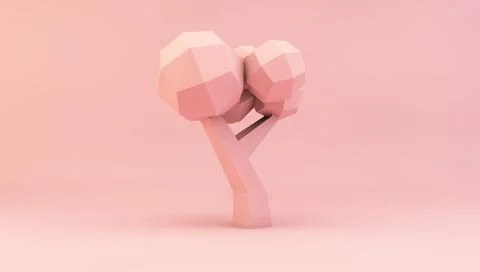 Pink paper tree Stock Illustration