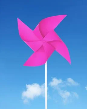 Pink paper windmill in the sky Stock Photos