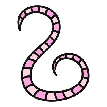 Pink parasitic worm segment drawing icon Stock Illustration