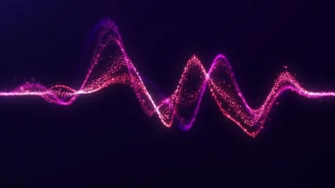 Pink particle waveform with glowing digital dots, neon sound wave shape and.. Stock Footage 335588083