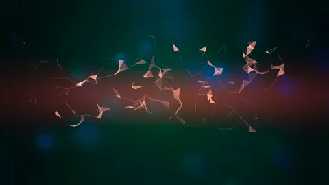 Pink particles moving chaotically on a dark blue with a pink strip in the middle Stock Footage 131099291