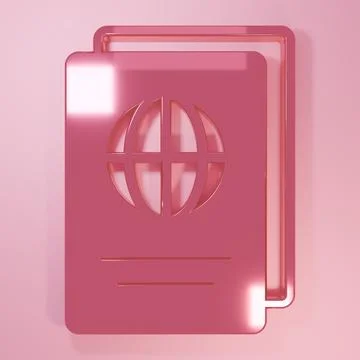 Pink Passport with biometric data icon isolated on pink background. Identif.. Stock Illustration