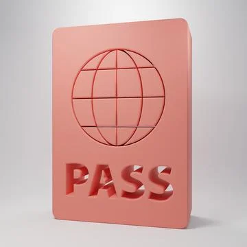 Pink Passport with biometric data icon isolated on pink background. Identif.. 스톡 일러스트