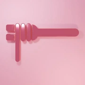 Pink Pasta spaghetti on the fork icon isolated on pink background. Italian .. Stock Illustration