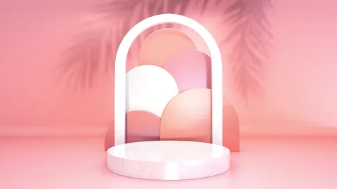 Pink pastel abstract 3D render geometric circle pedestal podium backdrop sh.. Video stock 317645256