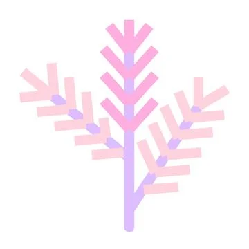 Pink pastel pine leaves flat icon Stock Illustration
