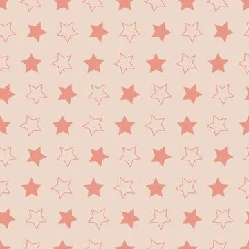 Pink pastel seamless pattern with star, colorful starry sky background Stock Illustration
