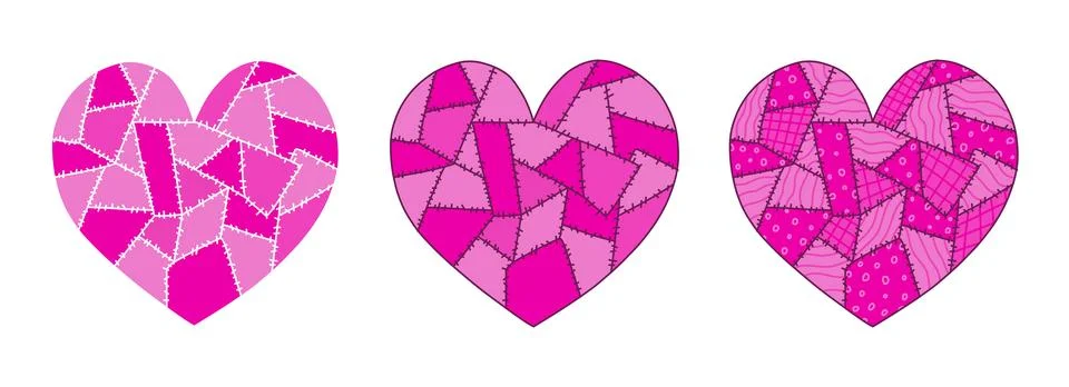 Pink patchwork heart. Illustrazione stock