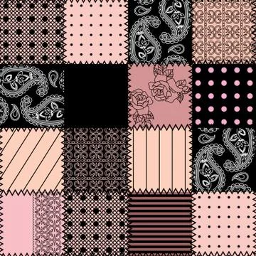 Pink patchwork with lace. Stock Illustration