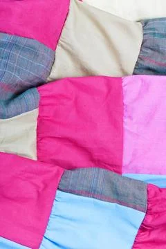 Pink patchwork quilt hand made pink patchwork quilt texture ,property rele... Stock Photos